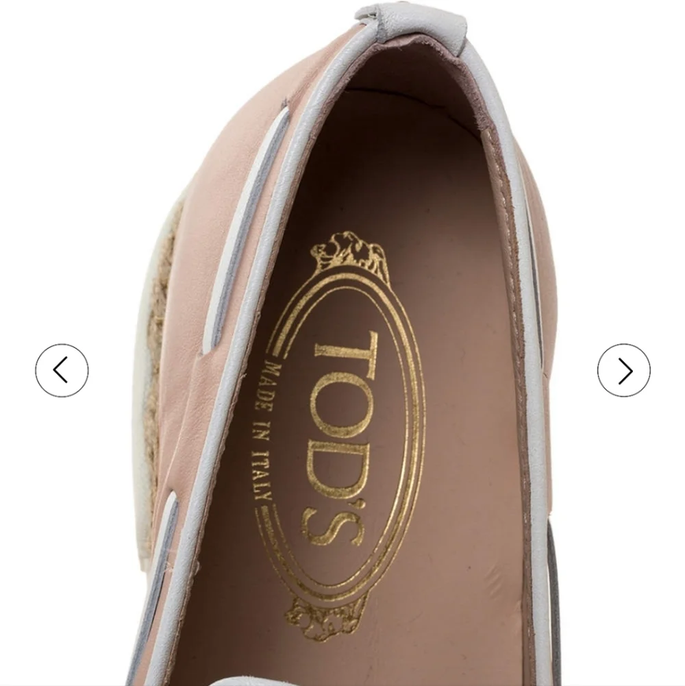 Tod's Caramel Pink Leather Tassel Espadrille Loafers Size 37